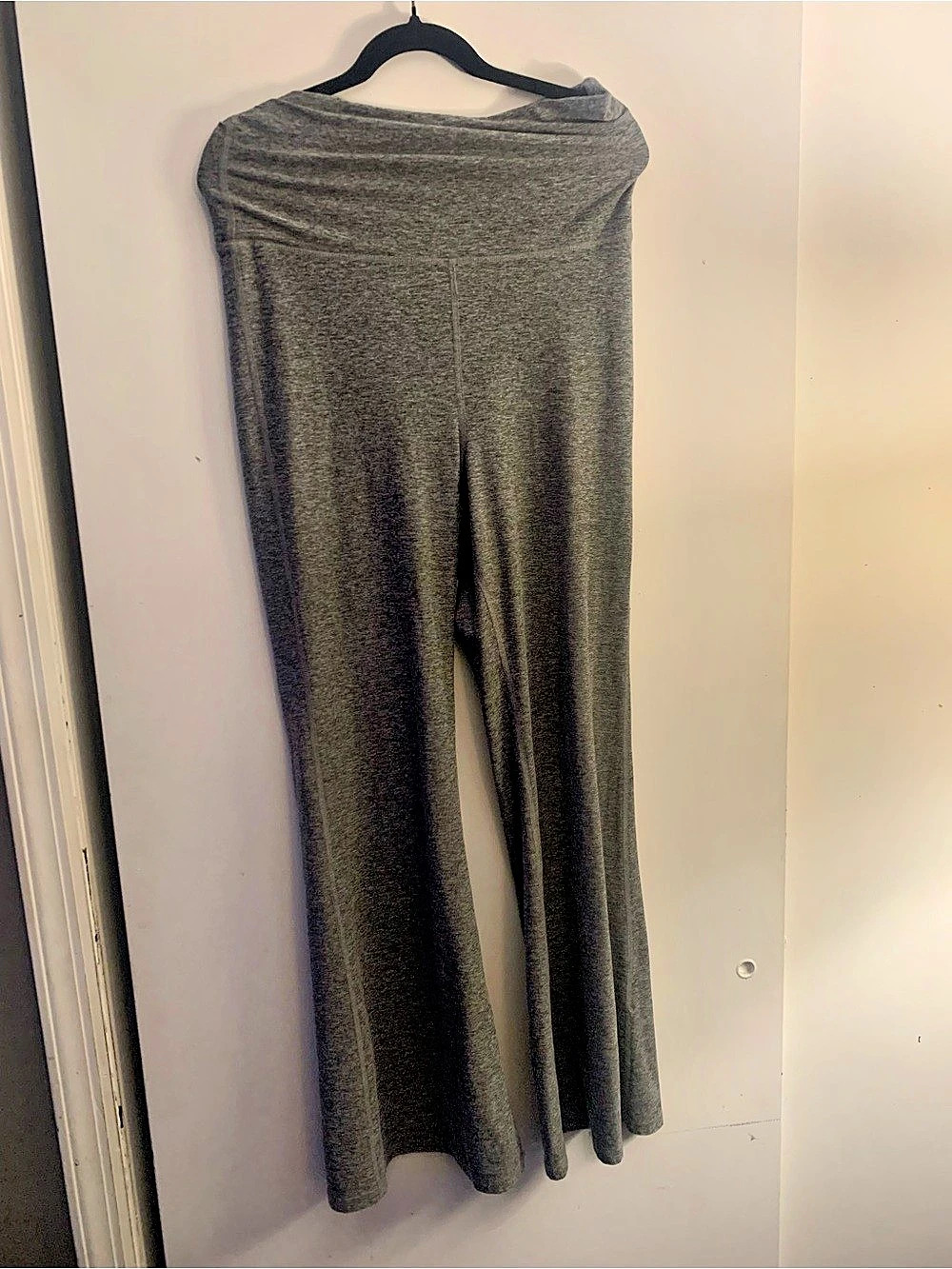 Fabletics Cloud Jersey Foldover Flare Wide Leg Pants in Gray Size Large